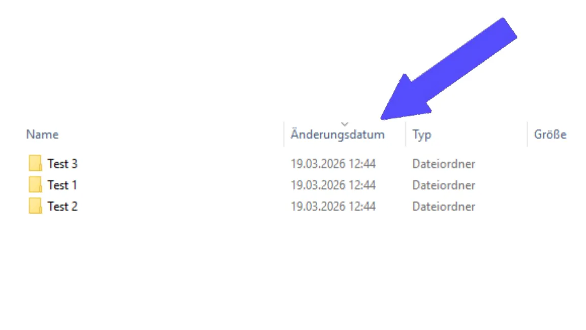 Sortierung nach der Spalte „Änderungsdatum" im Explorer