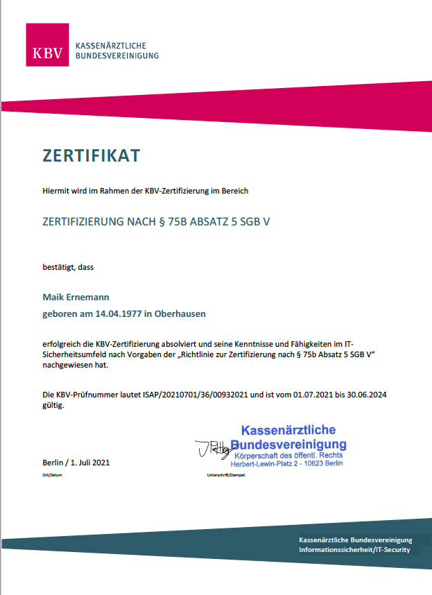 KBV zertifizierter Dienstleister Ruhrgebiet