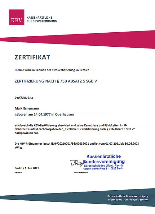 KBV Zertifizierung der ordana GmbH